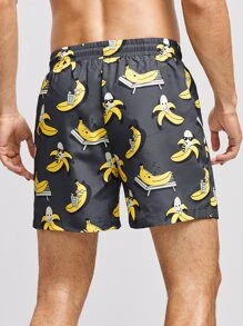 Manfinity RebelGame 男士卡通圖案腰部抽繩短褲 - 彩色 - 查看 2