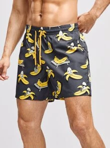 Manfinity RebelGame 男士卡通圖案腰部抽繩短褲 - 彩色 - 查看 5