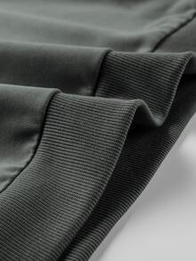 Manfinity Men Letter Graphic Drop Shoulder Pullover - Army Green - View 3