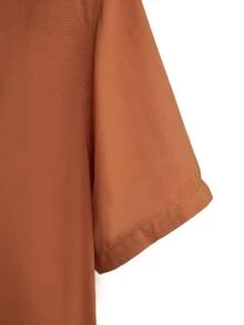 Manfinity Homme Hombres Camisa de cuello con solapa bajo curvo - Naranja Quemada - Ver 3