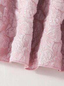 SHEIN 女孩花卉圖案提花前蝴蝶結荷葉邊連衣裙 - 藕粉色 - 查看 3