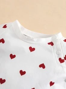 嬰兒愛心圖案插肩袖衛衣和衛褲