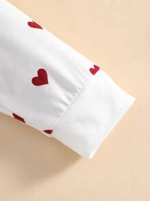 嬰兒愛心圖案插肩袖衛衣和衛褲