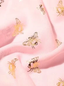 女士箔印蜜蜂圍巾頭巾頭巾一件 - 粉色 - 查看 3