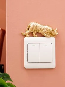 1pc Leopard Print Switch Sticker,Stickers,Wall Decal, Vinyl Decal For Home Decorations,Spring Decoration Items Refresh Your Home,Rama Decoration Stickers - Gold - View 2