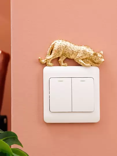 1 st leopardmönstrad strömbrytarklistermärke, klistermärken, väggdekal, vinyldekal för heminredning, vårdekorationer, fräscha upp ditt hem, rama dekorationsklistermärken