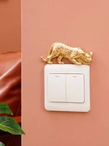 1pc Leopard Print Switch Sticker,Stickers,Wall Decal, Vinyl Decal For Home Decorations,Spring Decoration Items Refresh Your Home,Rama Decoration Stickers - Gold - View 8