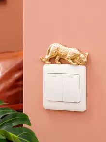 1pc Leopard Print Switch Sticker,Stickers,Wall Decal, Vinyl Decal For Home Decorations,Spring Decoration Items Refresh Your Home,Rama Decoration Stickers - Gold - View 9