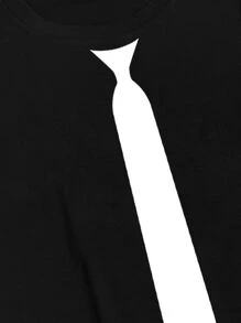 Manfinity Men 1pc Tie Print High Low Hem Tee - Black - View 4