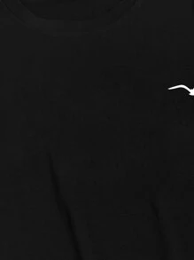 Manfinity Homme Men Bird Print High Low Hem Tee - Black - View 4