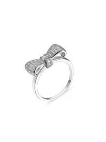 Cubic Zirconia Bow Knot Decor Ring Valentines,Mom,Mother,Mother's Day,Gift - Silver - View 2