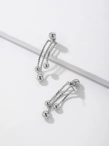 Andkiss 金屬球耳墜 - 銀色 - 查看 2