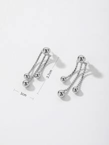 Andkiss 金屬球耳墜 - 銀色 - 查看 3
