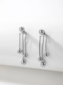 Andkiss 金屬球耳墜 - 銀色 - 查看 4