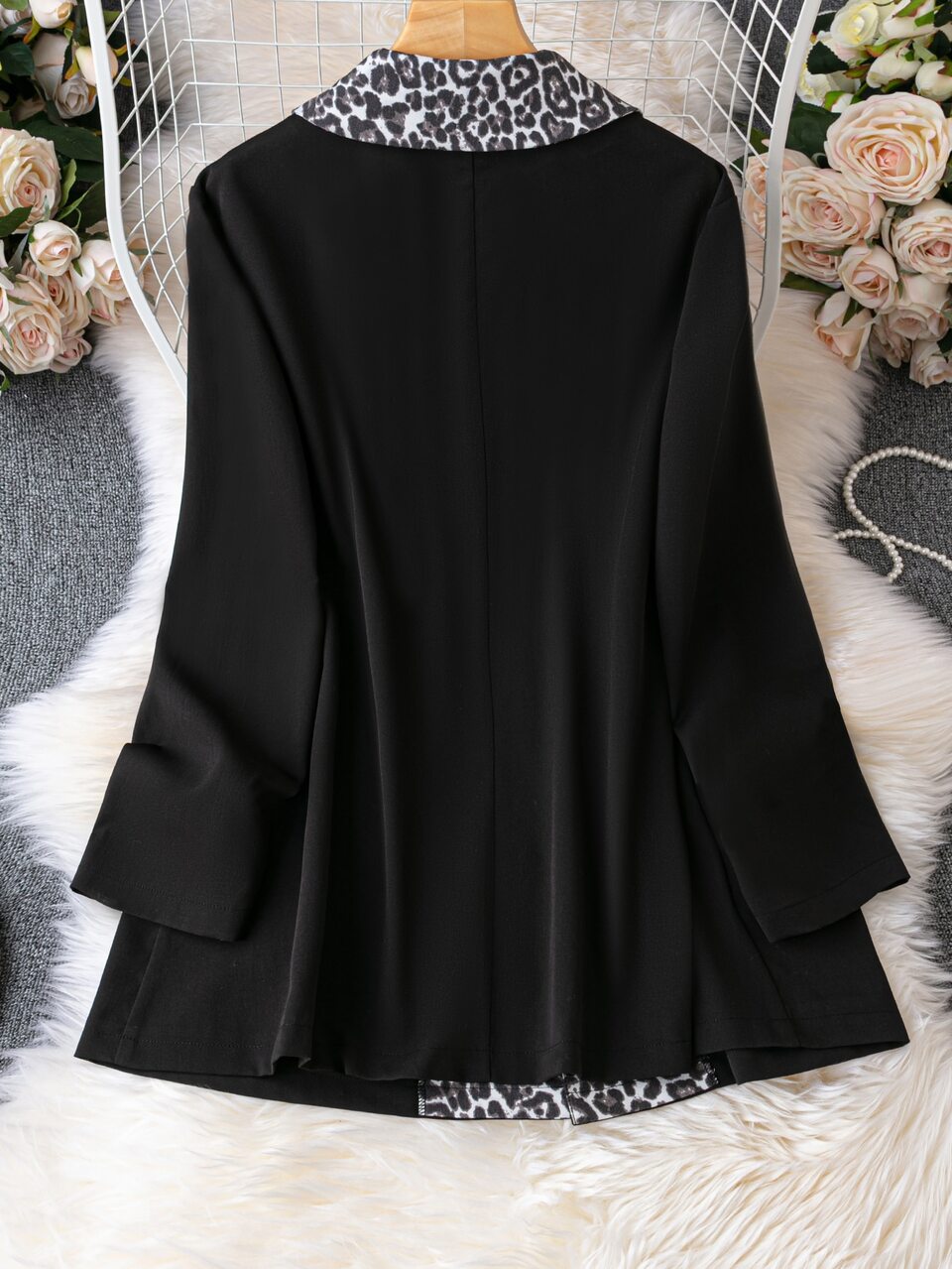 Plus Leopard Open Front Blazer
