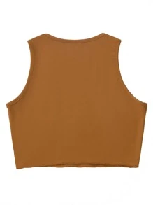 SHEIN Unity Top tank con estampado de letra - Caqui - Ver 2
