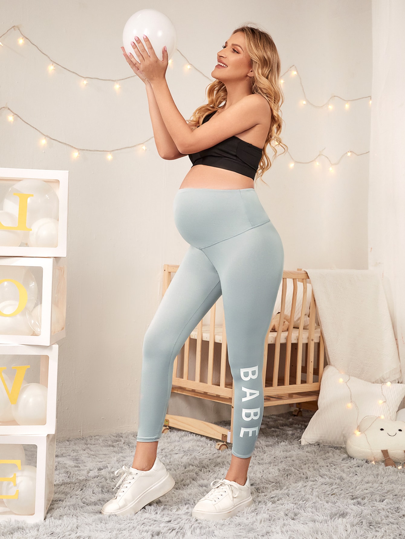 Maternity Letter Graphic Leggings 