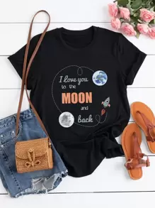 Áo thun Plus size Đồ họa Slogan Giải trí - màu đen - Xem 1