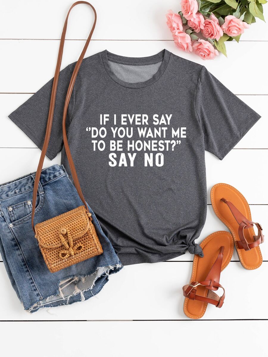 Áo thun Plus size Slogan Giải trí - Màu xám đen - Xem 1