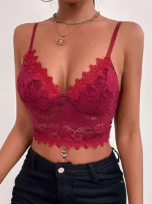 SHEIN Allurite Guipure Lace Crop Cami Top