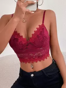 SHEIN Allurite Guipure Lace Crop Cami Top