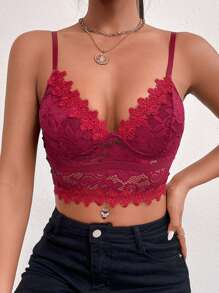 SHEIN Allurite Guipure Lace Crop Cami Top