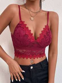 SHEIN Allurite Guipure Lace Crop Cami Top