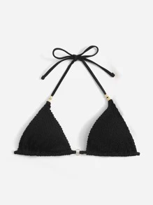 SHEIN Swim Áo Tops Bikini Nữ - màu đen - Xem 1