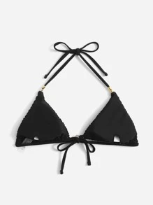 SHEIN Swim Áo Tops Bikini Nữ - màu đen - Xem 2