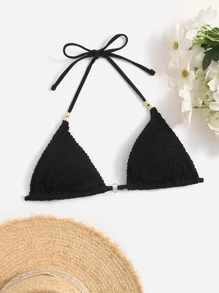 SHEIN Swim Áo Tops Bikini Nữ - màu đen - Xem 5