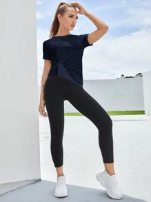 Easithlete Absorbs Sweat Breathable Sports Tee - Navy Blue - View 1