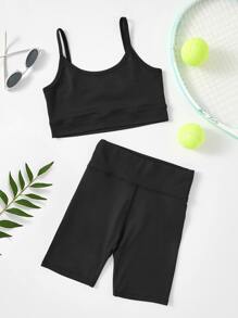 Bộ hai mảnh Gái màu trơn Giải trí - màu đen - Xem 1