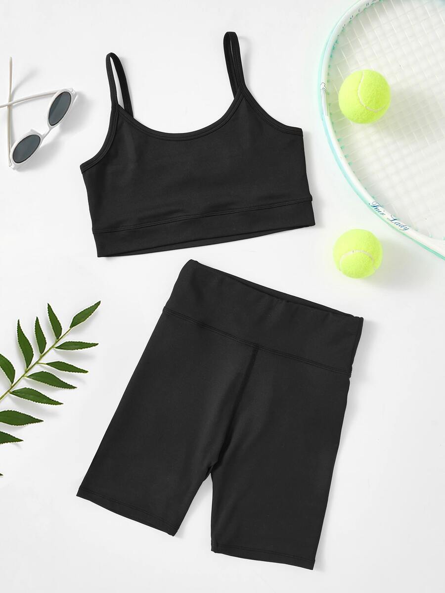 Bộ hai mảnh Gái màu trơn Giải trí - màu đen - Xem 1