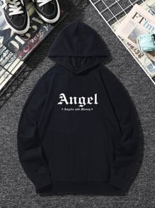 Manfinity Men Slogan And Figure Graphic Hoodie - Black - View 2