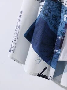 Manfinity EMRG Men Random Newspaper Print Shirt Without Tee - Multicolor - View 6