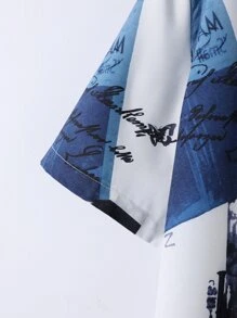 Manfinity EMRG Men Random Newspaper Print Shirt Without Tee - Multicolor - View 8