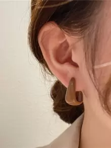 Andkiss 极简几何耳环 - 咖啡棕 - 查看 1