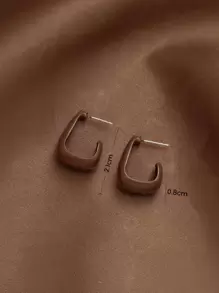 Andkiss 极简几何耳环 - 咖啡棕 - 查看 3