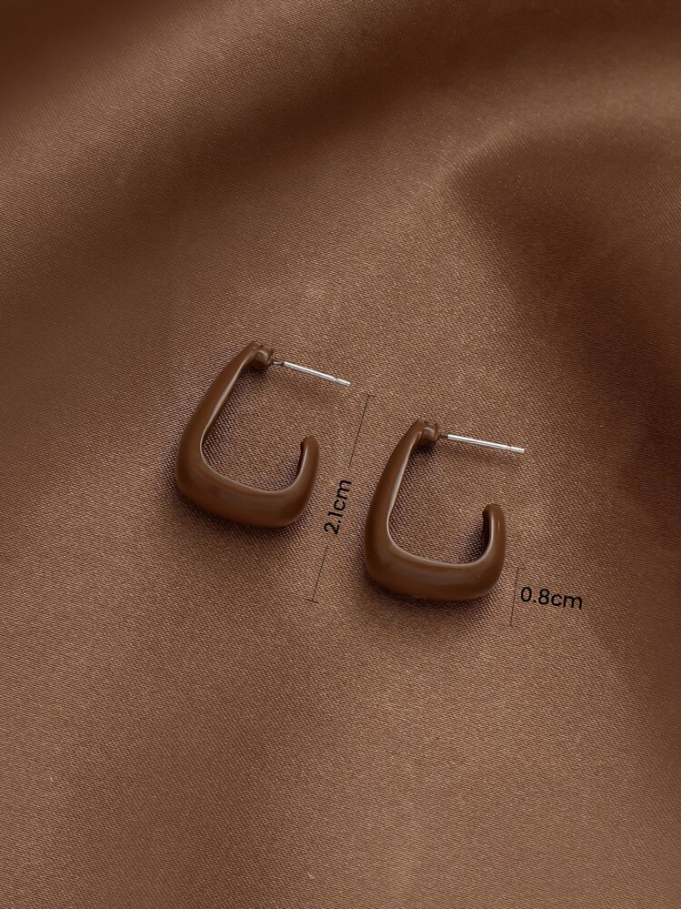Andkiss 极简几何耳环 - 咖啡棕 - 查看 3