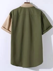 Manfinity Homme 男士撞色補丁貼口袋襯衫不帶T恤 - 彩色 - 查看 2