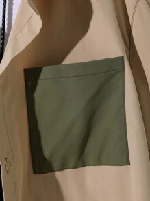 Manfinity Homme 男士撞色補丁貼口袋襯衫不帶T恤 - 彩色 - 查看 6