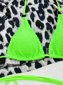 Women Bikini Sets Cincin Plain Seksi - Lime Green - View 3