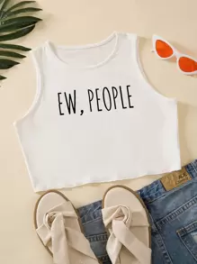 SHEIN Unity Top tank con estampado de letra - Blanco - Ver 1