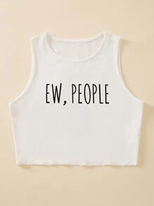SHEIN Unity Top tank con estampado de letra - Blanco - Ver 3