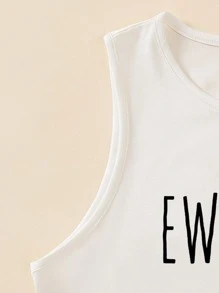 SHEIN Unity Top tank con estampado de letra - Blanco - Ver 4