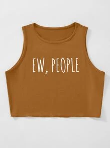 SHEIN Unity Top tank con estampado de letra - Caqui - Ver 5