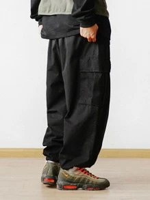 Manfinity Quần Nam Túi màu trơn Đường phố - màu đen - Xem 2