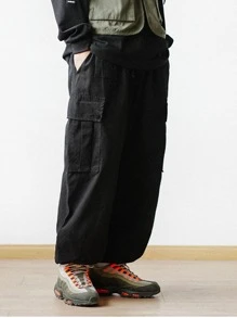 Manfinity Quần Nam Túi màu trơn Đường phố - màu đen - Xem 4