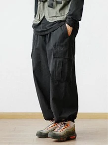 Manfinity Quần Nam Túi màu trơn Đường phố - màu đen - Xem 5