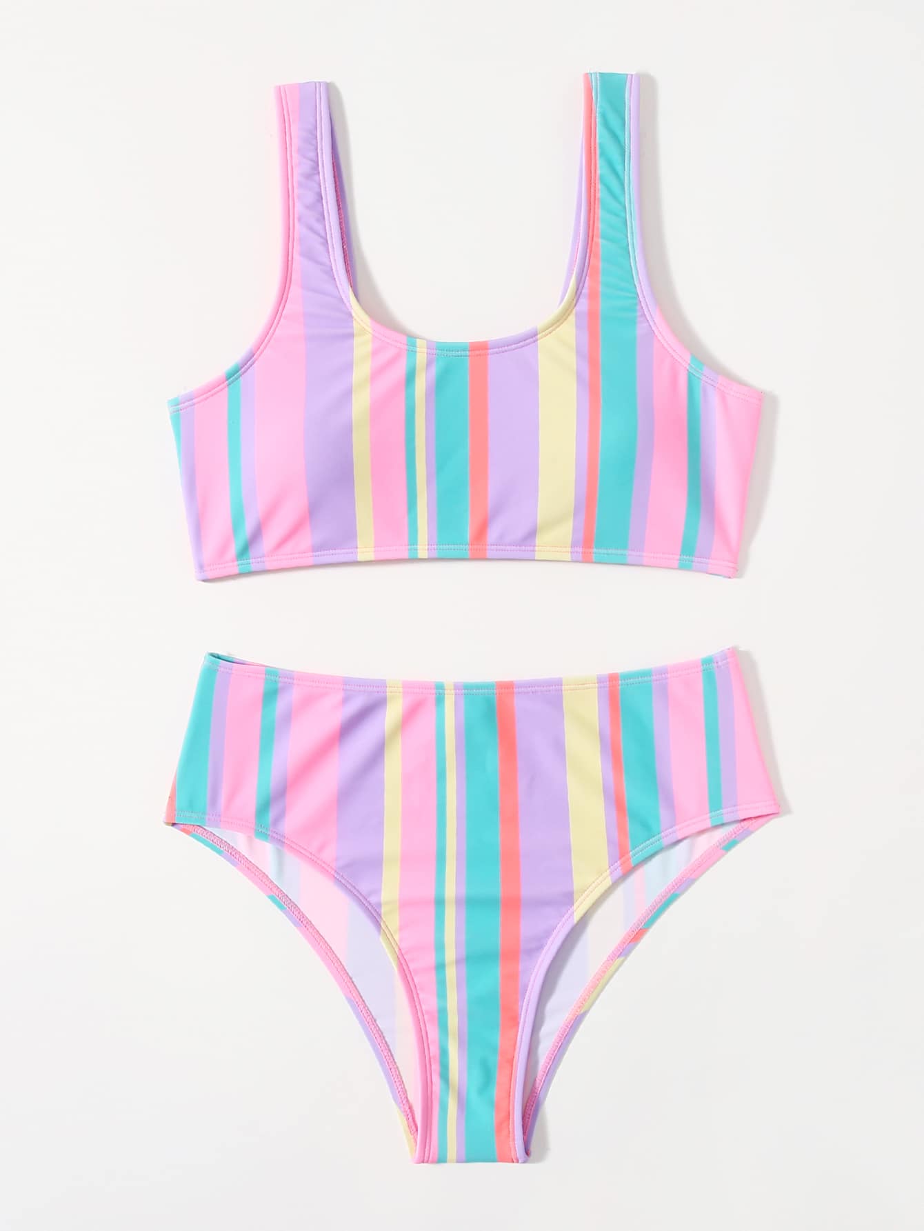 Colorful Stripe Bikini For Summer Beach - Multicolor - View 1